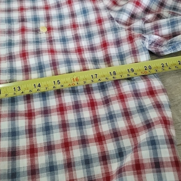 Tommy Hilfiger Wine red, Gray & White Plaid Button up Shirt  Short Sleeve Shirt - Picture 7 of 9